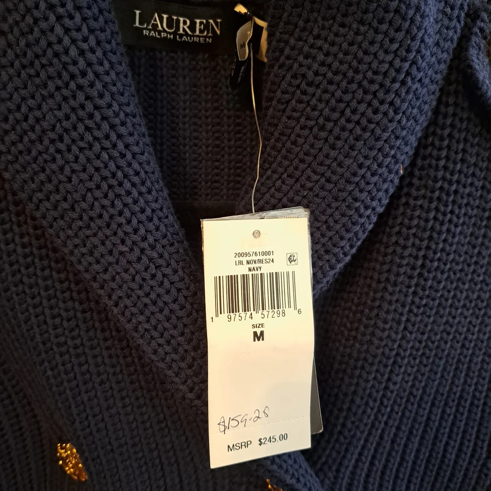 Ralph Lauren Navy Knit Blazer with Gold Accents - Picture 9 of 9